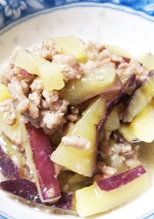 作り置きに！さつま芋とミンチの中華炒め-レシピのメイン写真