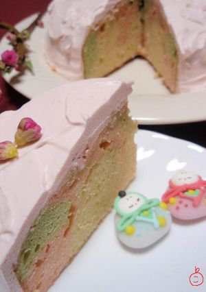 ひな祭りに♪三色マーブルデコケーキ♪-レシピのメイン写真