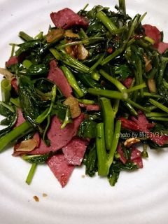 ◆ボロニアハムと空心菜の炒め物◆-レシピのメイン写真