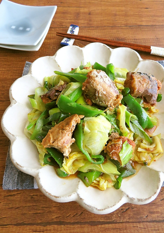 鯖缶活用☆さばの味噌煮と野菜のごま油炒め-レシピのメイン写真