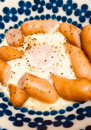 簡単！2分で朝食ウィンナーエッグ-レシピのメイン写真