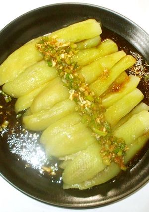 新・茄で茄子のラー油ソースかけ♪簡単-レシピのメイン写真