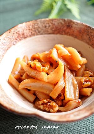 食感旨し！クルミとレンコンの炒め物-レシピのメイン写真