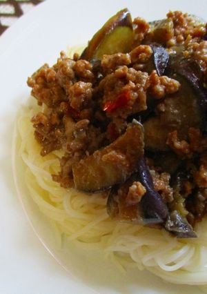 茄子のひき肉ピリ辛そうめん-レシピのメイン写真