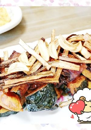 マクロビ☆素揚げかぼちゃのガーリック風味-レシピのメイン写真