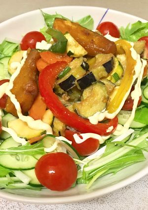 水菜とたっぷり野菜南蛮deサラダうどん♬-レシピのメイン写真