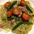 トマトとインゲンのジェノベーゼパスタ