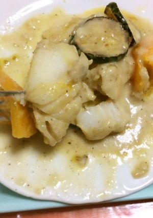 鱈（タラ）とトマト（黄色）のフリカッセ煮-レシピのメイン写真