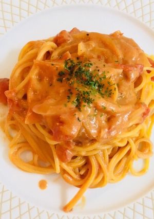 エビの殻で！エビトマトクリームパスタ♪-レシピのメイン写真