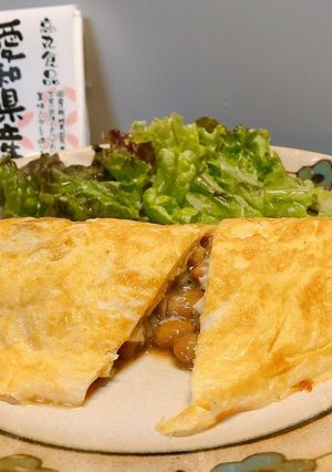 ヘルシーカンタンランチ納豆オムレツ-レシピのメイン写真