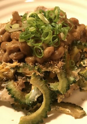 ポン酢風味ゴーヤーチャンプルー●納豆添え-レシピのメイン写真