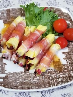 簡単♪花おくらの生ハムまきまきサラダ-レシピのメイン写真
