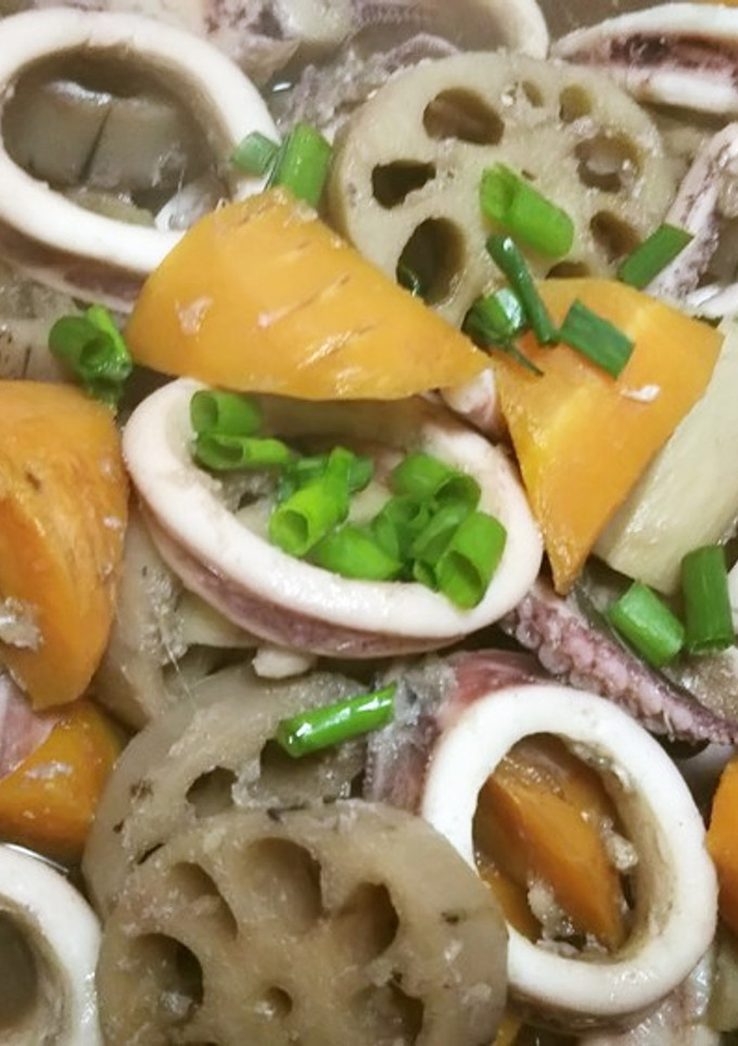 炊飯器でれんこんといかの煮物-レシピのメイン写真