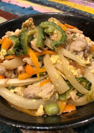 お野菜と！ゴーヤと豚肉のサッパリ梅肉炒め-レシピのメイン写真