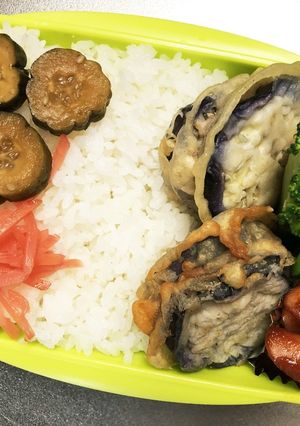 旦那弁当150♥ナスのはさみ揚げ弁当！-レシピのメイン写真