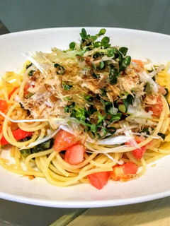 野沢菜とトマトの和風冷製パスタ-レシピのメイン写真