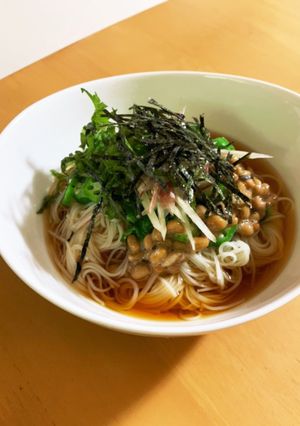 おくらと納豆の素麺-レシピのメイン写真