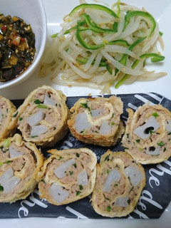 ゴロゴロ蓮根の油揚げ包み焼き-レシピのメイン写真