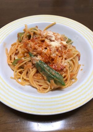 オクラのトマトクリーパスタ-レシピのメイン写真