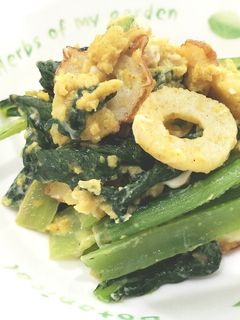簡単♥小松菜のカレーチーズ卵とじ♪-レシピのメイン写真