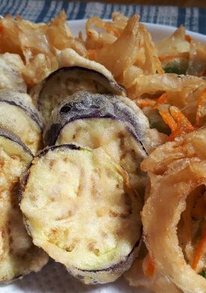 なすの天ぷらと野菜のかき揚げ！-レシピのメイン写真
