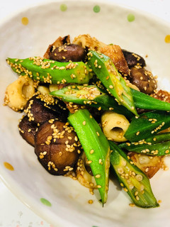 椎茸ちくわオクラの甘辛ごま炒め-レシピのメイン写真