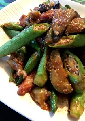 オクラと茄子の新生姜味噌炒め煮-レシピのメイン写真