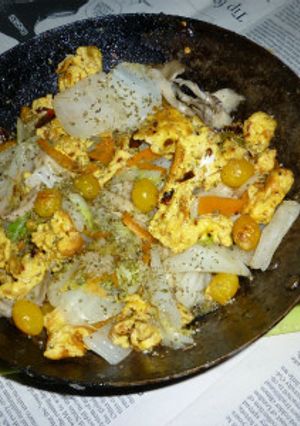 銀杏・炒り卵＋きのこ野菜MIX炒め-レシピのメイン写真