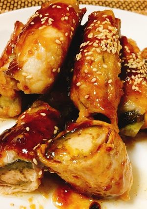 BBQの余り物を使って茄子の肉巻き-レシピのメイン写真