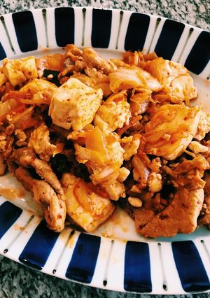 ぶっこむだけ 豚キムチ豆腐炒め-レシピのメイン写真