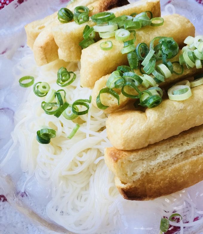午後の冷やし素麺●薄揚げトーストのせ-レシピのメイン写真