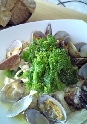 あわび茸とあさりの春色パスタ　菜の花添え-レシピのメイン写真