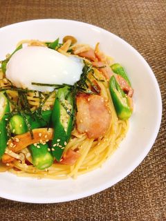 夏野菜✤オクラとベーコンの和風パスタ-レシピのメイン写真