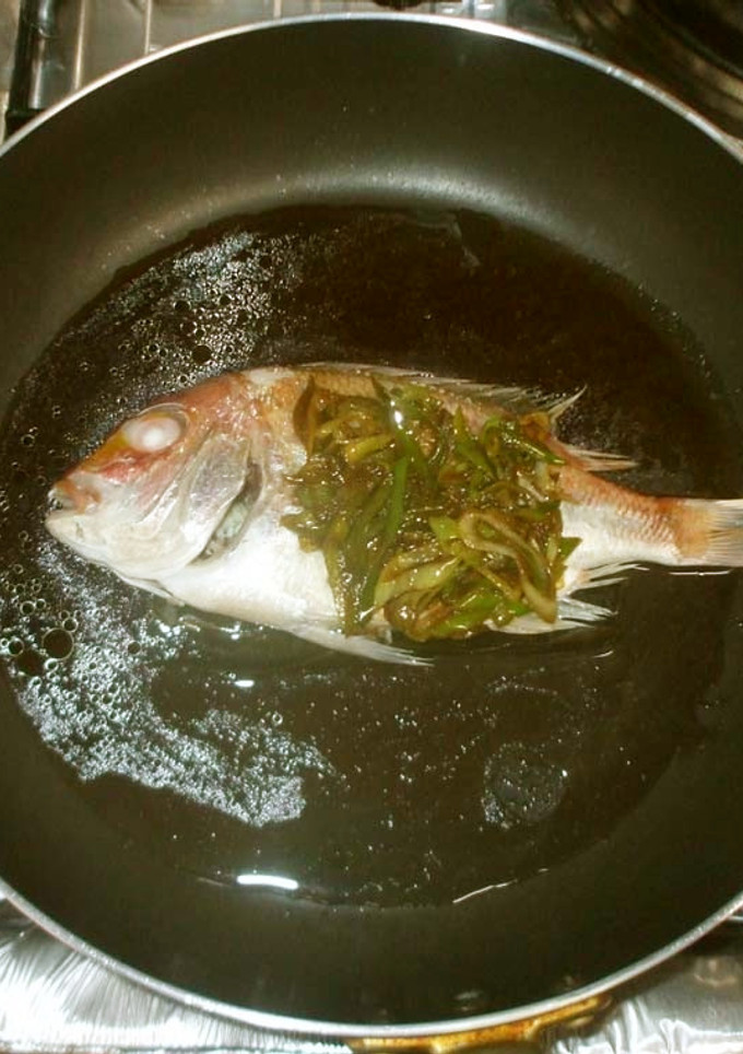 魚・蒸し鯛のネギ黒酢だれ♪簡単-レシピのメイン写真