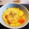 残りのポトフでコーンスープパスタ