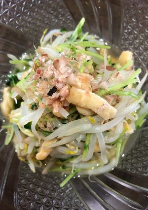 豆苗モヤシ油揚げのかつお節和え-レシピのメイン写真