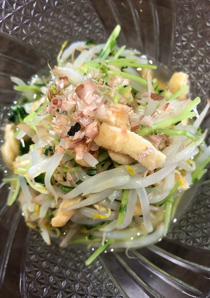 豆苗モヤシ油揚げのかつお節和え-レシピのメイン写真