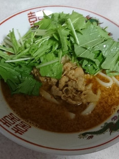 水菜のせ担々麺風うどん-レシピのメイン写真