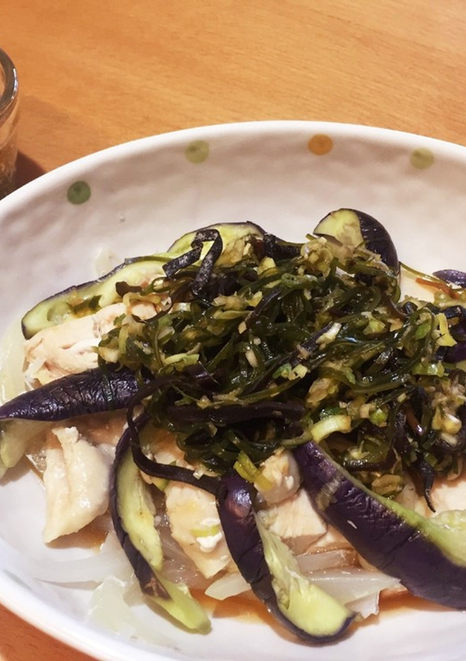 蒸し鶏と蒸しなすの昆布薬味だれがけ☆-レシピのメイン写真