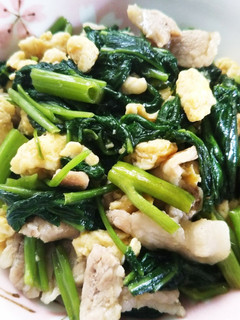 親子で食べる☆空芯菜と豚バラの卵炒め-レシピのメイン写真