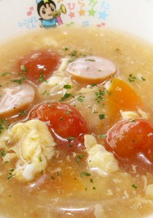 トマトと卵のスープ☆枚方市給食-レシピのメイン写真