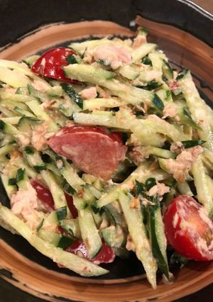 キュウリ☆トマト☆ツナのごま麺つゆサラダ-レシピのメイン写真