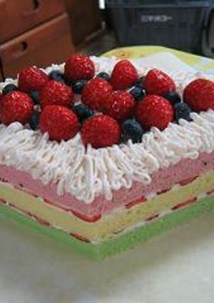 ひな祭りに♪菱餅風ケーキ♪-レシピのメイン写真