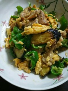 簡単!豚肉ナスピーマンの卵味噌炒め。-レシピのメイン写真