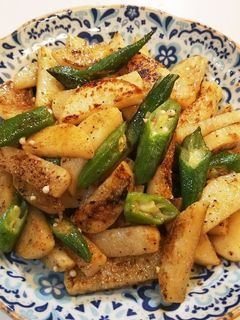 長芋とオクラのバター醤油炒め-レシピのメイン写真