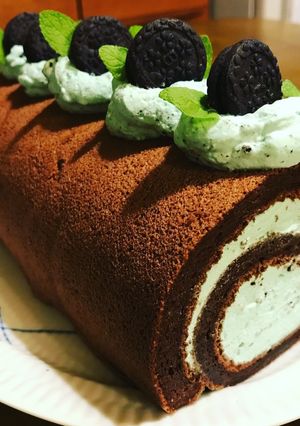 チョコミントロールケーキ-レシピのメイン写真