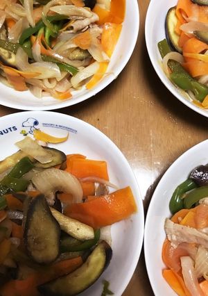 豚肉や茄子いろいろ野菜のポン酢炒め♪-レシピのメイン写真
