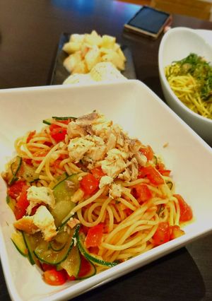 サーモンとトマトマリネの冷製パスタ-レシピのメイン写真