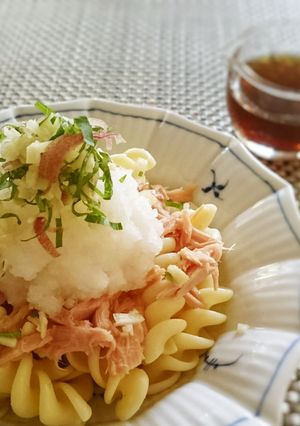 夏にオススメ！ツナおろしのぶっかけパスタ-レシピのメイン写真