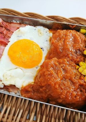 ロコモコ風ハンバーグ弁当-レシピのメイン写真